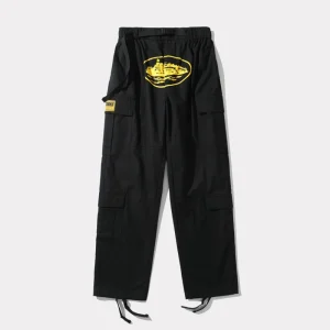 Corteiz Purp Guerillaz Black Yellow Cargos Pants